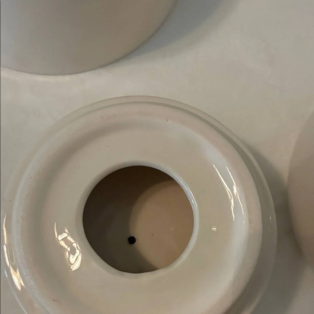 Rae Dunn White Ceramic Dog Treat Jar and Bowl Set